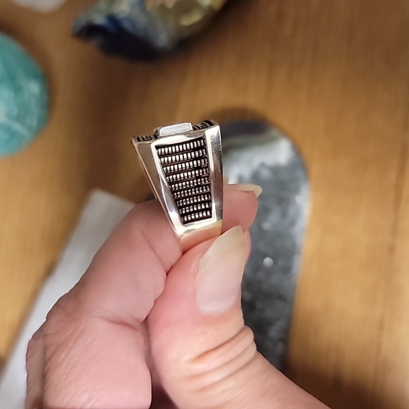 Ring, Men's black onyx sterling silver size 10 - Picture 3 of 5